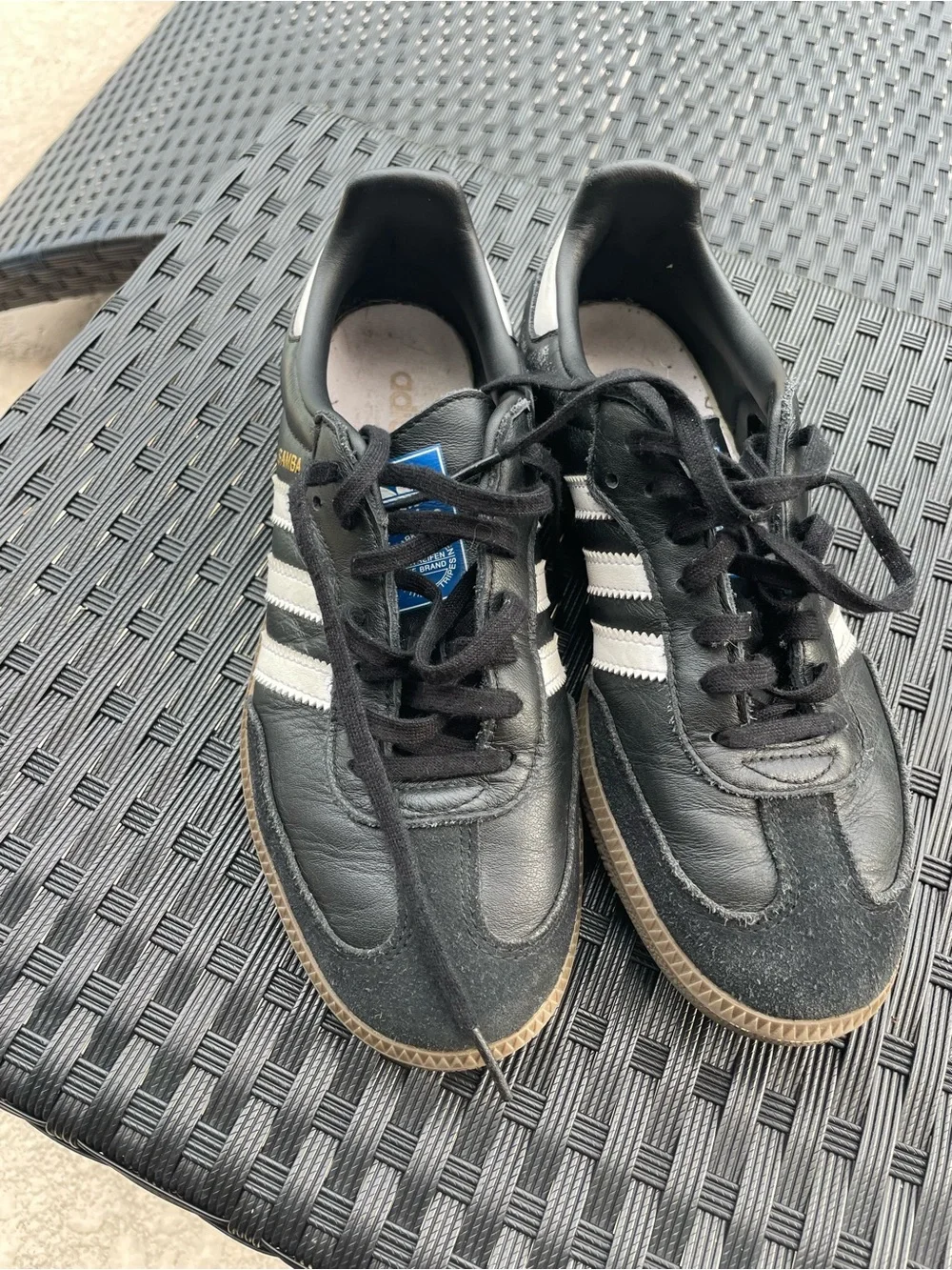 adidas Kids Black Sneakers with White Stripes